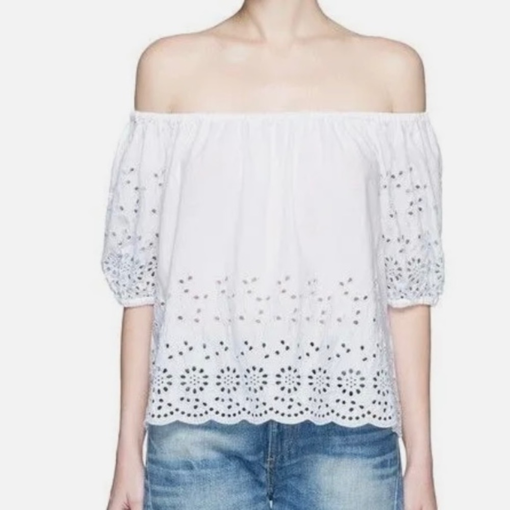 See by Chloe Off The Shoulder Broderie Anglais Blouse Size 6 - Picture 1 of 9